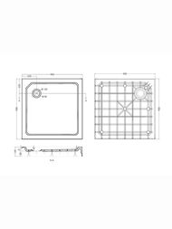 Душевой поддон из стеклокомпозита CEZARES (900x900х150) квадратный TRAY-SMC-A-90-550-150-W белый