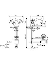 Ideal Standard REFLECTIONS Смеситель для умывальника B9653AA излив 124мм, д/к, г/п 3/8, хром