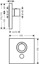 ��������� Axor ShowerSelect 36716000 Highflow ��� ����, ������������, ���������, 2 �����������, ����