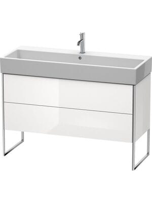 Тумба под раковину Duravit XSquare 1184х491х460 напольная, 2 ящика, белый глянец XS447702222