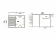 Мойка накладная Ukinox Standart 800х600 матовая нерж.сталь 0,4мм, слив 1 1/2, STD 800.600 ---4C 0R