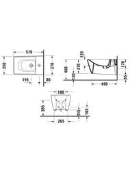 Биде подвесное Duravit Viu 370х570 с отв. под смеситель, с переливом 2292150000