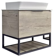 Тумба COMFORTY Порто-60 (600х645х400) с раковиной,белой столешницей,дуб дымчатый 00-00011395