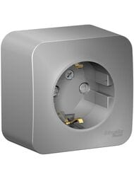 Розетка Systeme Electric BLANCA наруж. с заземл. со шторками изол.пл., 16А 250В, алюм. BLNRA011113