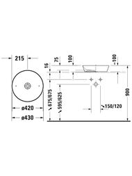 Раковина DURAVIT CAPE COD 430х430 антигрязевое покрытие, без перелива, белая 23284300001
