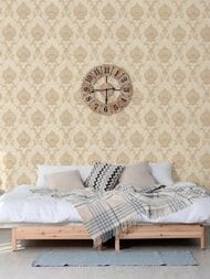 Обои виниловые на флизелине Grandeco Anastasia A53903 (1,06х10,05) дамаск, бежевые (рул.)