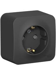 Розетка Systeme Electric BLANCA наруж. с заземл. со шторками изол.пл., 16А 250В,антрацит BLNRA011116