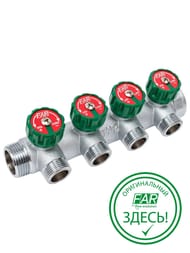 Коллектор регулируемый FAR 1"ВН на 4 отвода 3/4"EU, с вставкой под плоское уплот., FK 3824 134UN — миниатюра 1