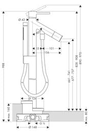 ��������� Axor Starck 10456 ��� �����/���� �������������, ���������, ����� 156 ��, ������ ���, �����