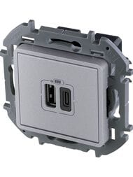 Розетка LEGRAND INSPIRIA  USB A C 240В/5В 3000мА алюминий 673762