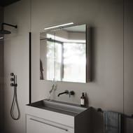 Зеркальный шкаф SANCOS Hilton Z800 (800x148х740) LED подсветка, розетка, анод. алюминий, цвет: белый