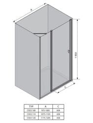 ������� ����� RAVAK CHROME CSD2-120 (1175-1205�1950) ���������, ������, �����+Transparent