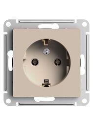 Розетка Systeme Electric ATLASDESIGN с заземлением, 16А, механизм, песочный ATN001243