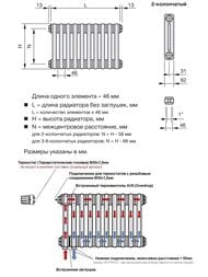 Радиатор Zehnder Charleston 2056 двухтрубчатый 10 секций, боковое подключение 3/4",  540 Вт