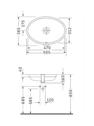 Раковина встраиваемая снизу Duravit Jelsa 505х365 с переливом, без отв. под смес. 2401470028 — изображение 2
