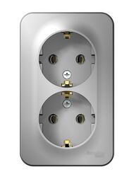 Розетка Systeme Electric BLANCA двойная, с заземлением без шторок, 16А, 250В, алюминий BLNRA010213