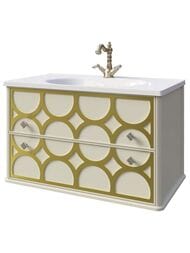 Тумба под раковину Caprigo Каприс 80 bianco antico/gold 814х463х455 подвесная, 2ящика 25112-011/gold
