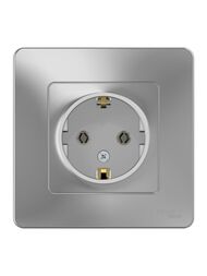 Розетка Systeme Electric BLANCA скрыт.устан. с заземл. со шторками, 16А, 250В, алюминий BLNRS001113