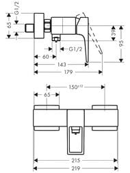 Смеситель Hansgrohe Metropol 74560000 для душа настенный однорычажный, рукоятка-петля, хром