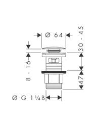 Hansgrohe Слив Push-open для раковины/биде, стеклопластик/нерж.сталь 50105000