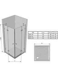 ������� ������ RAVAK BRILLIANT BSRV4-90 (895�895�1950) ��������� �����, ������, ����+Transparent