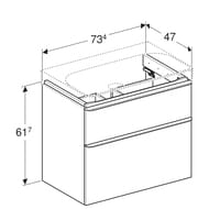 Geberit Smyle Square Тумба с раковиной 75 см, белый глянец + Зеркальный шкаф, подсветка 529.353.00.7
