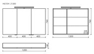 Зеркальный шкаф SANCOS Hilton Z1200 (1200x148х740) LED подсветка, розетка, анод. алюминий, белый