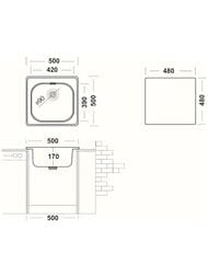 Мойка врезная Ukinox Спектр 500х500 матовая нерж.сталь, слив 3 1/2, 0,6мм SPM500.500 -GT6K -C