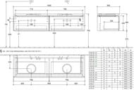 Тумба под 2 умывальника Villeroy & Boch LEGATO (1600х380х500) подвес., 2 ящ., черн.матов B599L0PD