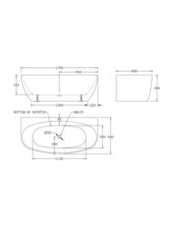 Ванна акриловая BelBagno BB83-1700-W0 (1700x800x580) пристенная, без перелива