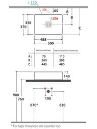 Раковина Globo T-EDGE 500х370 накладная, без отверстия под смеситель, белый B6R54BI