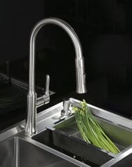 Смеситель для кухни BelBagno BB-LAM38-IN высокий,без д/к,поворотный,выдвижной излив,сатин