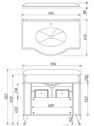Тумба под умывальник Caprigo Фреско 100 bianco alluminio 994х922х613 под столешницу 10623-B016 — миниатюра 3