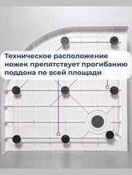 Душевой поддон RGW SMC/R-9090W (900х900х140) полукруг, стеклокомпозит, с ножками, белый 57350499-01