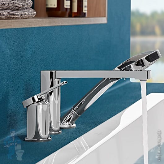 Смеситель на борт ванны Villeroy&Boch Architectura на 3 отверстия, хром ...