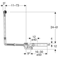 Geberit ����-�������, d52, ����� 73 ��, � ������������ ����������, ���� ��������� ���� 150.525.21.6