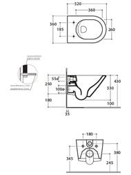 Унитаз подвесной Globo Forty3 (520х360х330) безободковый, крепеж, цвет: белый FOS07BI