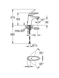 Смеситель Grohe EuroStyle 2015 Solid 23713003 для умывальника однорычажный, цепочка, S-Size, хром