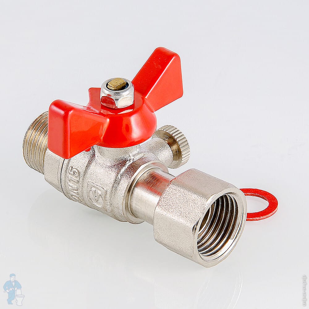 Кран для подключения манометра 1/2\"Нх1/4\"В VALTEC красная бабочка VT ...