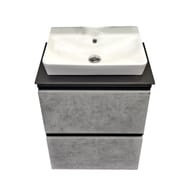 Тумба COMFORTY Эдинбург-60Н(600х950х400) с раковиной,черной столешницей,бетон светлый 00-00004763