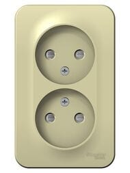 Розетка Systeme Electric BLANCA двойная без заземления со шторками, 16А, 250В бежевый BLNRA001217