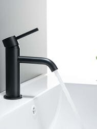 Смеситель для раковины Aquatek Европа AQ1310MB однозахватный, излив 89мм, б/дон. клап., черный мат