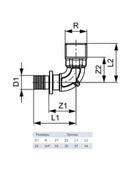 Уголок TECEflex 25х3/4''Н соединительный с ниппелем, бронза,  707804