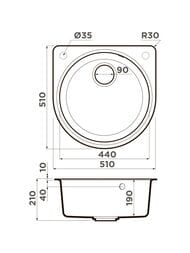 ����� Omoikiri AKEGATA 51-GR (510�510�190) �������, ���������, ����-����� 4993756