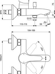 Смеситель для ванны/душа Ideal Standard DOT 2.0 BC326AA настенный, короткий излив, цвет: хром