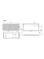 Тумба под раковину Sancos Snob R (1195х445х500) подвесная, правая, 2 ящика, Beige soft SNR120RCE