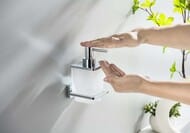 Дозатор для жидкого мыла Aquatek Либра AQ4305CR подвесной, стекло матовое, латунь, цвет: хром
