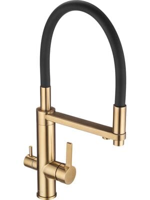 Смеситель для кухни с каналом для подкл. фильтра Swedbe Select 8440GO,поворотный излив, цвет золото