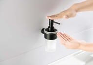 Дозатор для жидкого мыла Aquatek Лира AQ4405MB подвесной, стекло матовое, латунь, черный матовый