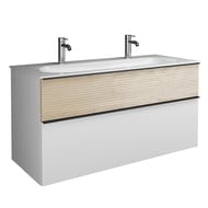 Тумба с раковиной Burgbad Fiumo 1220х490х600 подвесная, 2 ящика, белый/дуб кашемир SFXO122F3956FOT45G0200